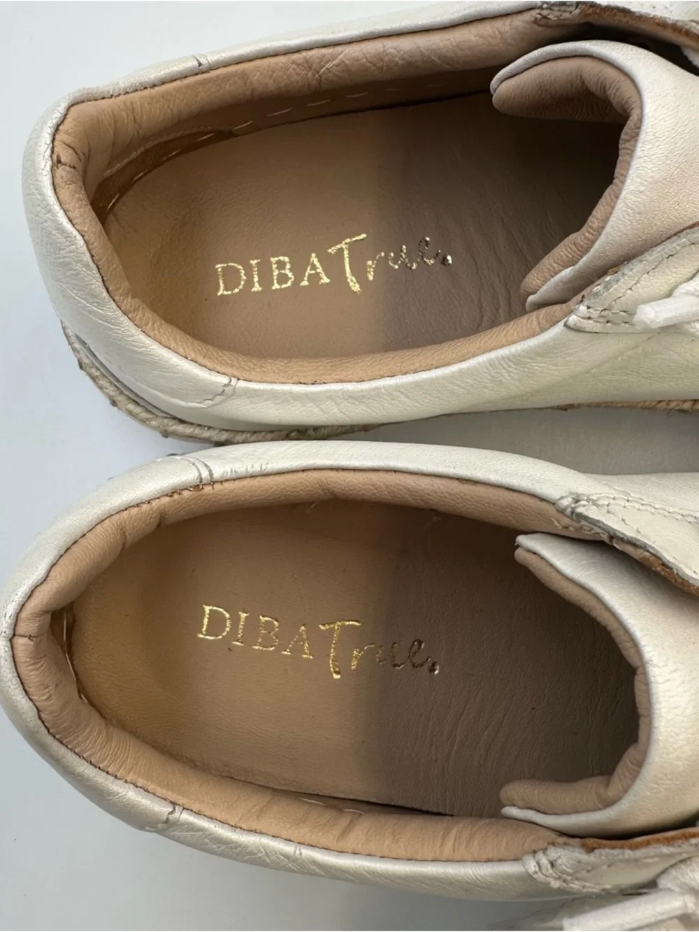 Diba True EmBelish White Ivory Slip On Leather Sneaker Womens 7.5M Platform - Picture 5 of 10